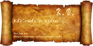 Kármán Vitus névjegykártya